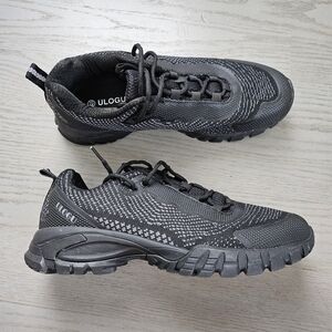 Ulogu Men's Waterproof Hiking Shoes Black Gray Sneakers Size 42.5 / 9.5 US. New